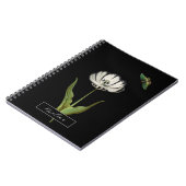 Carnet Fleur botanique papillon noir et blanc (Côté gauche)