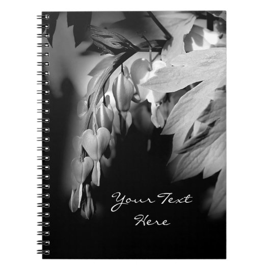 Carnet Fleur Coeur Saignant Noir Et Blanc (Devant)