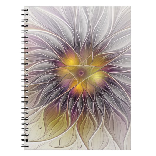 Carnet Fleur colorée lumineuse, fractale moderne abstrait (Devant)