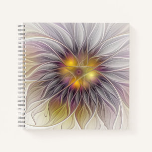 Carnet Fleur colorée lumineuse, fractale moderne abstrait