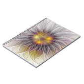 Carnet Fleur colorée lumineuse, fractale moderne abstrait (Côté gauche)