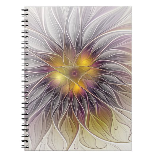 Carnet Fleur colorée lumineuse, fractale moderne abstrait (Devant)