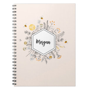 Carnet Fleur d'abeille personnalisée Nom floral Hexagon