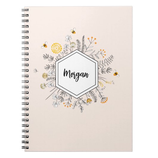 Carnet Fleur d'abeille personnalisée Nom floral Hexagon (Devant)