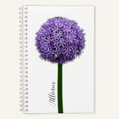 Carnet Fleur d'Allium pourpre sur fond blanc (Recto)