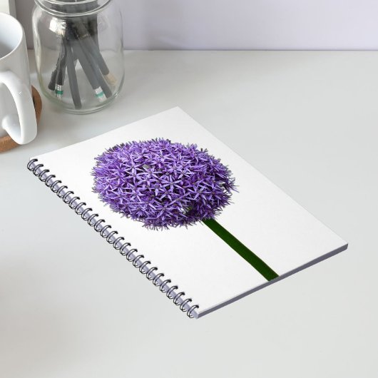 Carnet Fleur d'Allium pourpre sur fond blanc