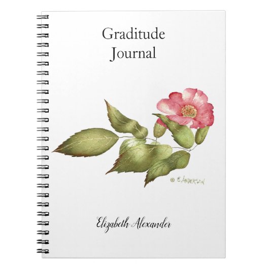 Carnet Fleur d'aquarelle rose rose (Devant)