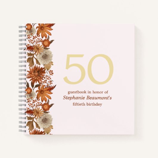 Carnet Fleur d'automne de la femme surprise 50e anniversa (Devant)