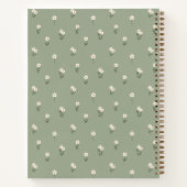 Carnet Fleur de Boho Floral Ditsy Texte de Nom Vert Sauge (Dos)