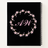 Carnet Fleur de cerisier rose Monogramme Feminine Florale (Dos)