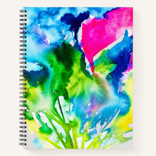 Carnet Fleur de cyclamen rose Aquarelle abstraite