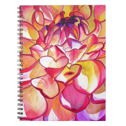 Carnet Fleur de dahlia rose aquarelle beaux-arts (Devant)