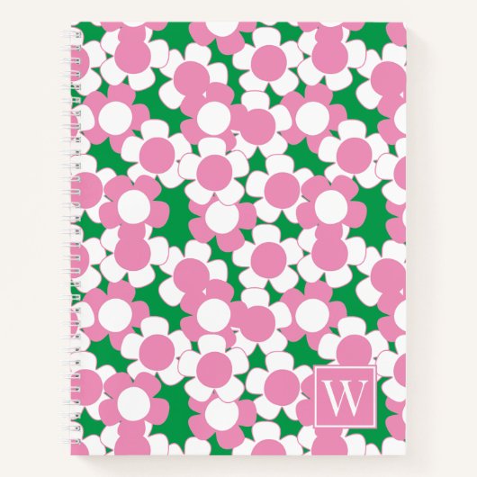 Carnet Fleur de Daisy Prépa – Monogramme Rose & Vert (Devant)