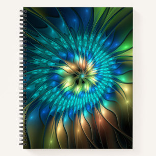 Carnet Fleur de fantaisie lumineuse, fractale abstraite c