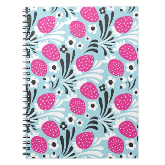 Carnet Fleur de fraise : Berry Rose Sans Seamless. (Devant)