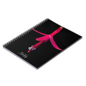 Carnet Fleur de Fuchsia rose vif sur fond noir (Côté gauche)
