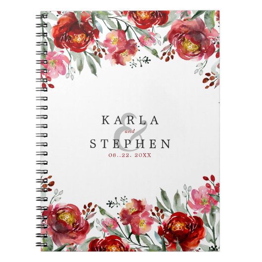 Carnet Fleur de jardin rouge profond (Devant)