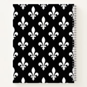 Carnet Fleur de Lis, Blanc sur Noir, Blanc, Votre Nom (Dos)
