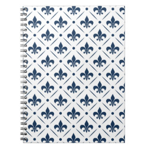 Carnet Fleur De Lis bleu foncé motif sur arrière - plan b