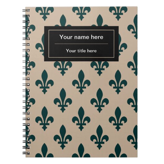Carnet Fleur de Lis Motif, Français, Royal, Vert (Devant)