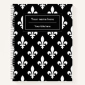 Carnet Fleur de Lis Motif, française, royale, blanche (Devant)