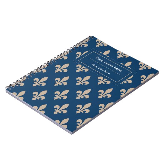 Carnet Fleur de Lis Motif, française, royale, crème, bleu (Côté gauche)