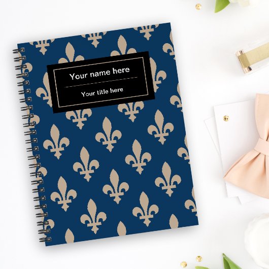 Carnet Fleur de Lis Motif, française, royale, crème, bleu