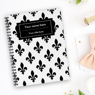 Carnet Fleur de Lis Motif, française, royale, noire