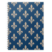Carnet Fleur de Lis Motif, Royal French, Crème sur Blue (Devant)