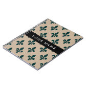 Carnet Fleur de Lis, Vert sur Beige, Royal, Votre Nom (Côté gauche)
