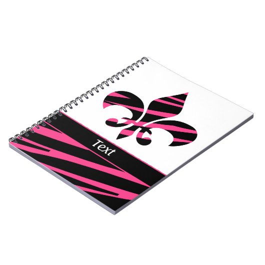 Carnet Fleur de Lis Zebra Rose noire (Côté gauche)