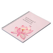 Carnet Fleur de lotus rose Citation de beauté de Rumi (Côté gauche)