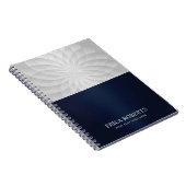 Carnet Fleur de Lotus Spiral moderne Elégant bleu marine (Côté Droit)