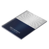 Carnet Fleur de Lotus Spiral moderne Elégant bleu marine (Côté gauche)