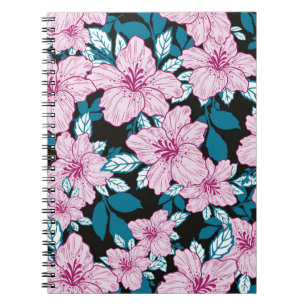 Carnet fleur de lys rose bleu feuille noir arrière - plan