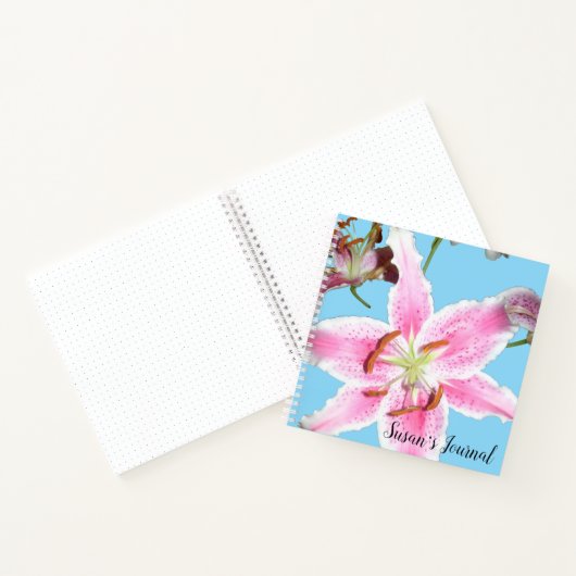 Carnet Fleur de Lys Rose sur Aqua (Intérieur)