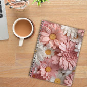 Carnet Fleur de marguerite 3D rose et blanche