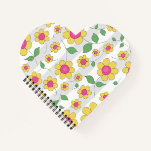Carnet Fleur de marguerite jaune rose printemps gribouill