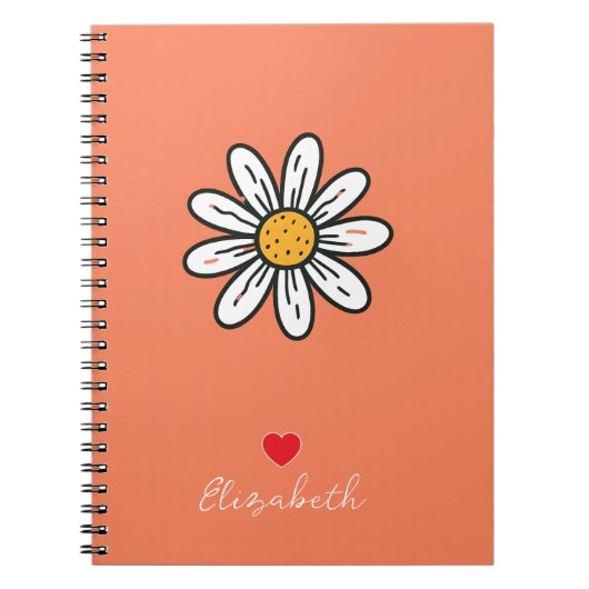 Carnet Fleur de marguerite Whimsical Minimal tiré à la ma (Devant)