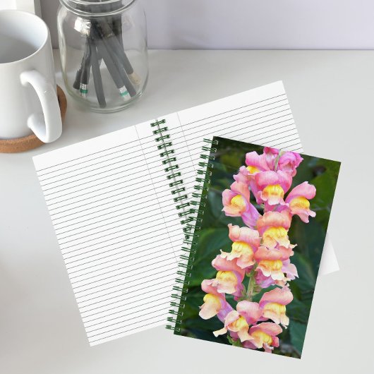 Carnet Fleur de muflier rose et jaune