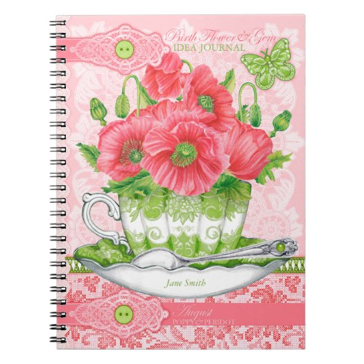 Carnet Fleur de naissance et Gem August Lace (Devant)