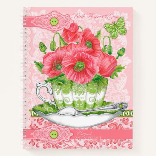 Carnet Fleur de naissance et Gem August Lace Grand (Devant)