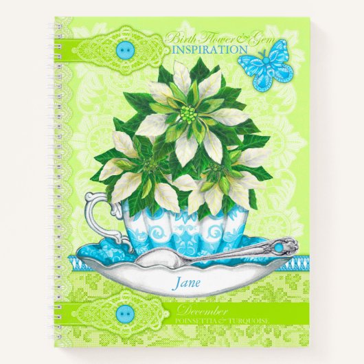 Carnet Fleur de naissance et Gem Décembre Lace Grand (Devant)