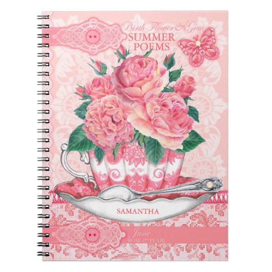Carnet Fleur de naissance et Gem June Lace (Devant)