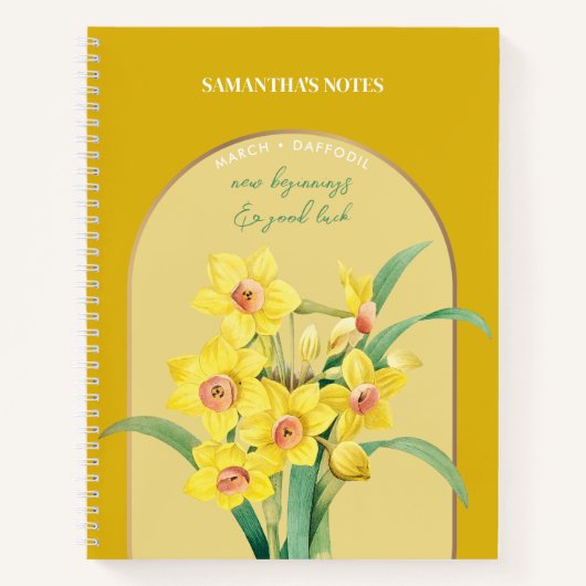 Carnet Fleur de naissance personnalisée Mois mars Daffodi (Devant)