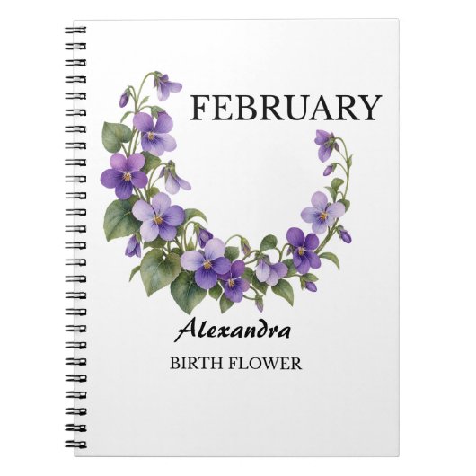 Carnet Fleur de naissance violette de février (Devant)