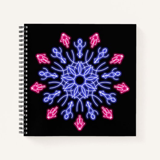 Carnet Fleur de néon bleu et rouge (Devant)