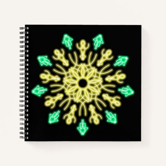 Carnet Fleur de néon jaune et vert (Devant)