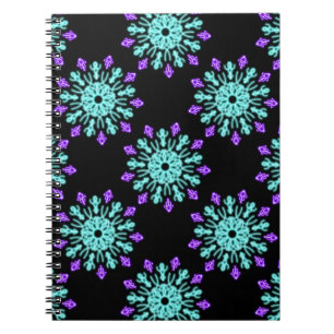 Carnet Fleur de néon pourpre et turquose