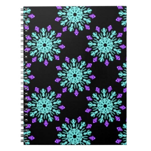Carnet Fleur de néon pourpre et turquose (Devant)